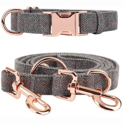 China Wholesale Custom Custom Design Luxury Dog Collar Leash Set Adjustable Rose Gold Metal Buckle Collar Leash for sale