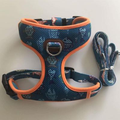 China Custom Printing DETACHED Adjustable Puppy Vest Cute Padded Reversible Dog Harness For Easy Walking for sale