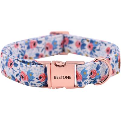 China Luxury Premium DETACHED Pattern Printing Polyester Floral Dog Collar With Bow Tie Comfort Pets Dog Collar for sale