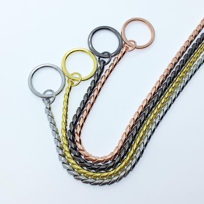 China Personalized Luxury Gold Stainless Steel Slip Dog Collar Chain Cuban Link Dog Snake Choke Metal Pet Collar for sale