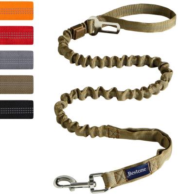 China Thoughtful Military Tactical Nylon Dog Leash Padded Heavy Duty Bungee Padded Handle Dog Lead Leash for sale