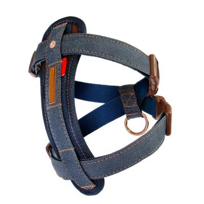 China Viable Wholesale OEM Manufacturing,Adjustable Comfort Soft Dog Harness Pet Vest Rope Denim Pets Harness for sale