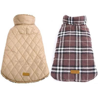 China Durable Comfortable Waterproof Plaid Dog Clothes Dog Vest Reversible Winter Windproof for sale