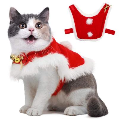 China Sustainable Pet Christmas Coat Costume Soft Thick Cloth Clothes Dress-up Puppy Kitten Small Cats Dogs With Bells for sale