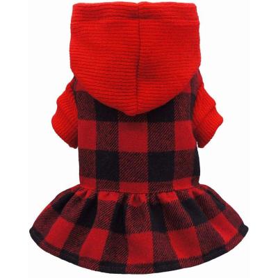 China Sustainable Customized Fashion Plaid Dog Hoodie Dress Comfortable Windproof Apparel for sale