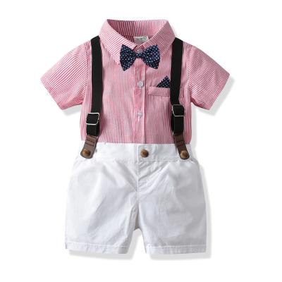 China 2022 casual in kids formal boys stock bow tie suit sets for kids designer clothes summer for sale