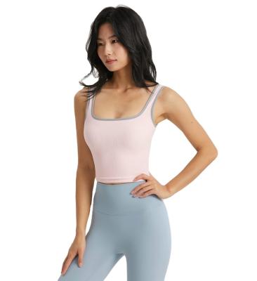 China Wholesale Custom Logo Breathable Summer Plain Sexy Sleeveless Back Runner Ribbed Crop Tank Top For Women for sale