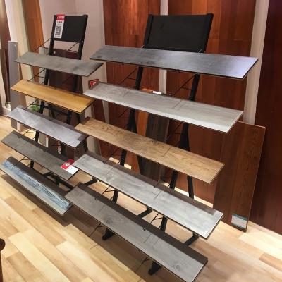 China Metal Steel Display Rack Customized Line Frame Type Wood Flooring Display Stand Acrylic Blanks for sale