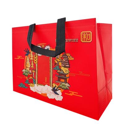 China Eco-friendly Custom Logo Print Promotion Red Bestseller PP Nonwoven Shopping Bag for sale