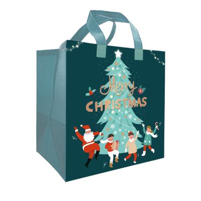 China Eco-friendly Customized Red Christmas Shopping Bag Christmas Gift Bag Non Woven Fabric Christmas Grocery Bag for sale