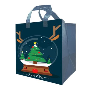 China Eco-Friendly Christmas Tote Bag Reusable Gift Bag Christmas Tote Bag Holiday Christmas Grocery With Handle for sale