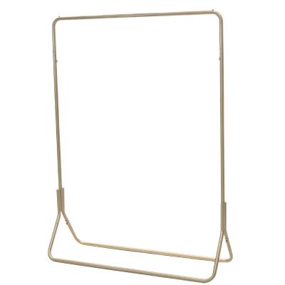 China Fashion Show Factory Outlet Rounded Sturdy And Durable Commercial Clothes Hanger Gold Corner Display Stand Modern Clothing Store Coat Rack for sale