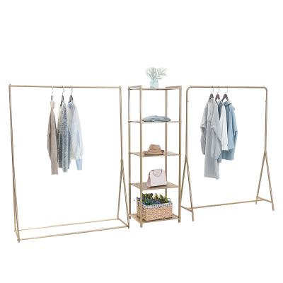 China Fashion Show Top Grade Clothing Display Rack Right Angle Stainless Steel Pipe Rack For Clothing Store for sale