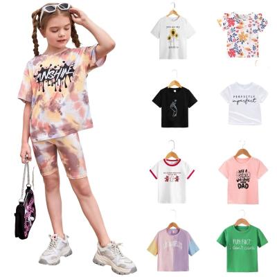 China Other girls printed short sleeve 2022 summer clothes cartoon new Korean style pure cotton children's leisure T manufacturers wholesale for sale