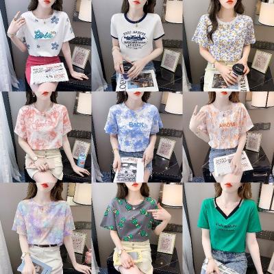 China European anti-wrinkle 2022 sexy top exposure T-shirt retro the new thin and American sense personality printed T-shirt manufacturers wholesale for sale