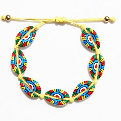 China Wholesale Shell Woven String Rope Bracelet Design The New Pearl Colorful Braided Bracelet Printed Cowrie Shell Bracelet Bangles for sale