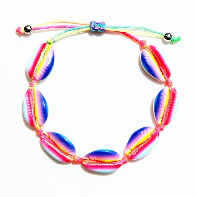 China Custom Sea New By Shell Woven Hot Selling Accessories Shell Woven String Rope Bracelet Design Summer Beach Bracelet for sale