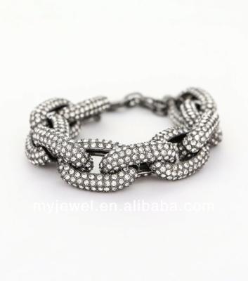 China Encrusted Stretch Rhinestone Pave Chain Link Bracelet Fashion Resin Bangles Bracelets for sale