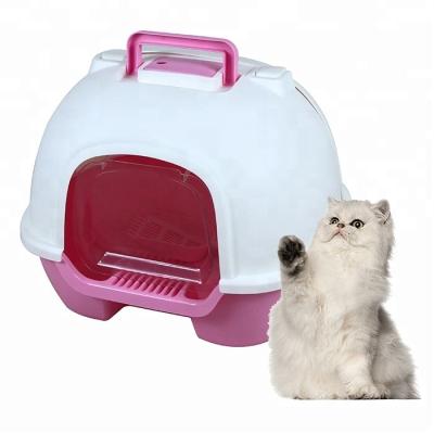 China Enclosed Space Viable Cat Litter Box Automatic Clean Cat Toilet Litter Box Cat Large Sandbox Backless Cover for sale