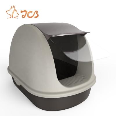 China Viable New Style Fully Enclosed Cat Litter Box With Handle Front Opening Spatter Prevention Cat for sale