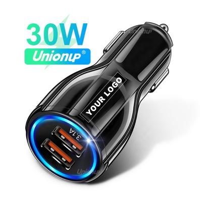 China Fast Car Charging QC3.0 6A Mobile Phone Fast Car Charger For iPhone Samsung Tablet 30W Dual USB Car Charger for sale