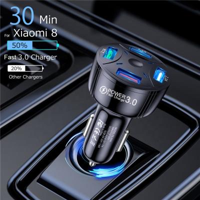 China Car Cigarette Lighter 35W 4 USB Left Charger For Car Cigarette Lighter Quick Charger With Fast Charging 3.0 Car Charger for sale