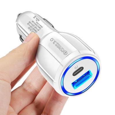 China Unionup USB C Car Charger Type LED Indicator A C 30W Car Fast Cigarette Lighter Charging Charger Adapter For iPhone iPad Samsung LG for sale