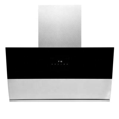 China Household T-shape range hood with full black tempered glass, easy cleaning for sale