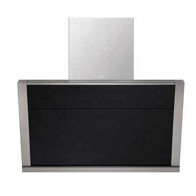 China Household T-shape range hood with full black tempered glass, easy cleaning for sale