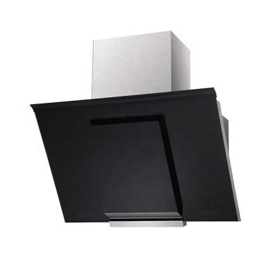 China Household T-shape range hood with full black tempered glass, easy cleaning for sale