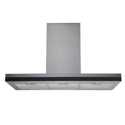 China Household T-shape range hood with full black tempered glass, easy cleaning for sale