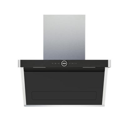 China Household T-shape range hood with full black tempered glass, easy cleaning for sale