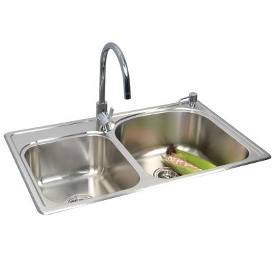 China With Faucet Double Bowl Kitchen Sink Apartment Home Exquisite Small Size Kitchen Sink for sale