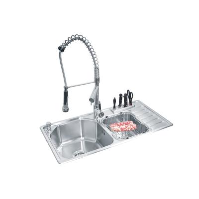 China With Faucet Hot Selling Double Bowl Double Bowl Sink Stainless Steel Kitchen Sink Double Capacity Standard for sale