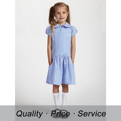 China SU-K25 Dress Primary School Girls Cotton Dresses Uniform Design for sale