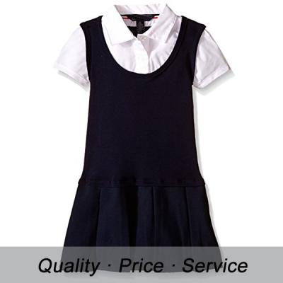 China Shirts School Girls Uniform Mini Dress FrenchGirls Twofer Pleated Dress for sale