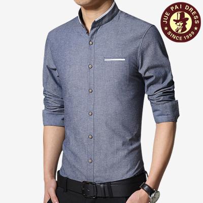 China Anti-pilling New Custom Design Pattern Stand Collar Mens Shirt for sale