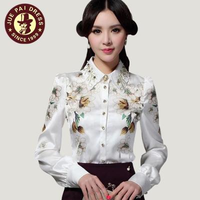 China Anti-pilling Philippine silk satin flower printed mature intellectual shirt for sale