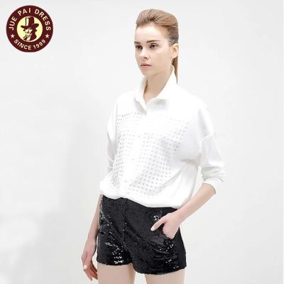 China Anti-pilling Russia Latest Shirt Designs For Women / Formal Cotton Shirt Women White Lapel Dress for sale