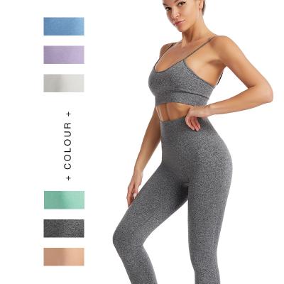 China Breathable Comfortable Seamless Bra Sports Fashion Pants Yoga Quick Dry High Elastic Two Piece Sets Fitness for sale