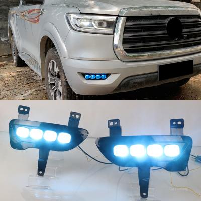 China ABS+led Car DRL For Great Wall Gun 2019 2020 LED Daytime Running Lights With Yellow Turn Signal Style 12V Daytime Driving Lights for sale