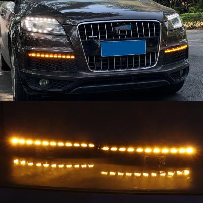 China ABS+led LED DRL For Audi Q7 2010 2011 2012 2013 2014 2015 Dynamic Yellow Turn Signal Fog Daytime Running Light Lamp for sale