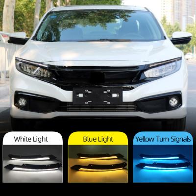 China ABS+LED Car Headlight Eyebrow Turn Signal DRL LED Dynamic Yellow Daytime Running Light For Honda Civic 2016 2017 2018 2019 2020 for sale