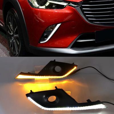 China ABS+led Car DRL LED Daytime Running Light For Mazda CX-3 CX3 2015 - 2019 2020 With Yellow Turn Signal Function for sale