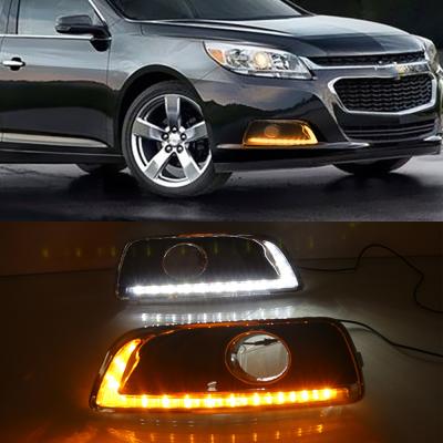 China ABS+LED daytime running lights DRL fog lamp for Chevrolet Malibu chevy 2011 2012 2013 2014 2015 with yellow turn signal for sale