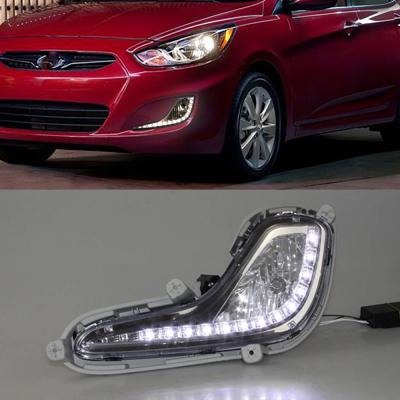 China ABS+LED For Hyundai Accent Solaris 2010 2011 2012 2013 LED Fog Light DRL Xenon Lamp Cover Daytime Running Light Daytime Running Lights for sale