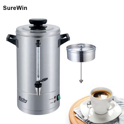 China 304 ss 100cups electric coffee urn 220v commercial coffee maker with hot water dispenser with heating element for hotel kitchen bar for sale