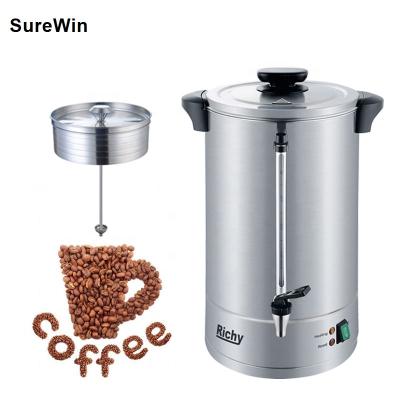 China 304 SS 6L Electric Coffee Maker Percolator Stainless Steel Commercial Coffee Maker Tea Urn For Hotel School for sale