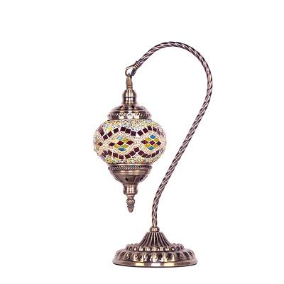 China Craftsmanship in Turkiye Custeme Stained Glass Table Lamps Retro Art Decorative Hotel Bedroom at Night Rabid Lights Turkish Lampara Lamp from Mesa Mosaic for sale