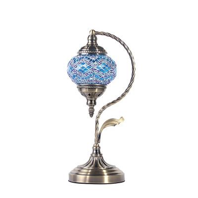 China Handicrafts in Turkish Retro Table Lamp Turkiye Table Decoration Lamp Mosaic LED Glass Light Turkish Romantic Bohemian Mediterranean Bedside Lamp for sale